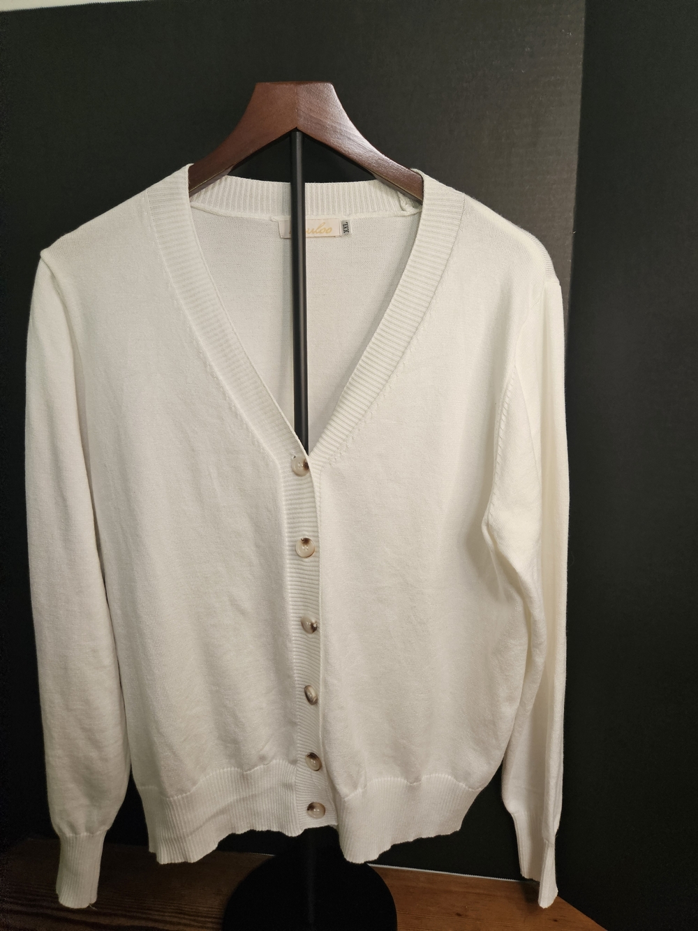 Classic Cream V-Neck Button-Front Cardigan